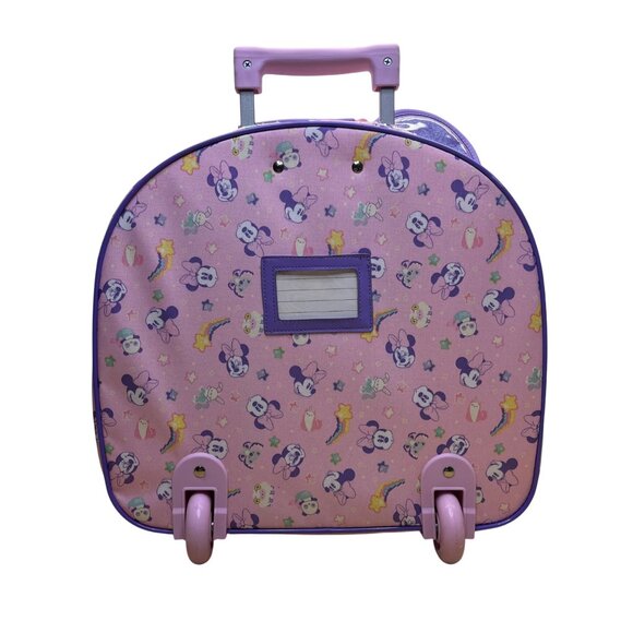 Disney Kids Purple & Pink Sparkling Minnie Mouse Rolling Luggage Size M - Picture 3 of 9
